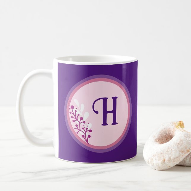 Mug - Add your initial - Purple (With Donut)