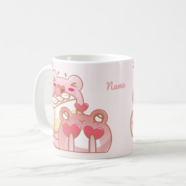 Mug adorable frogs sharing a cake (Front Left)