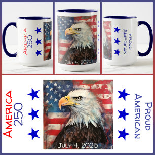MUG - America 250 - Proud American -Red/White/Blue