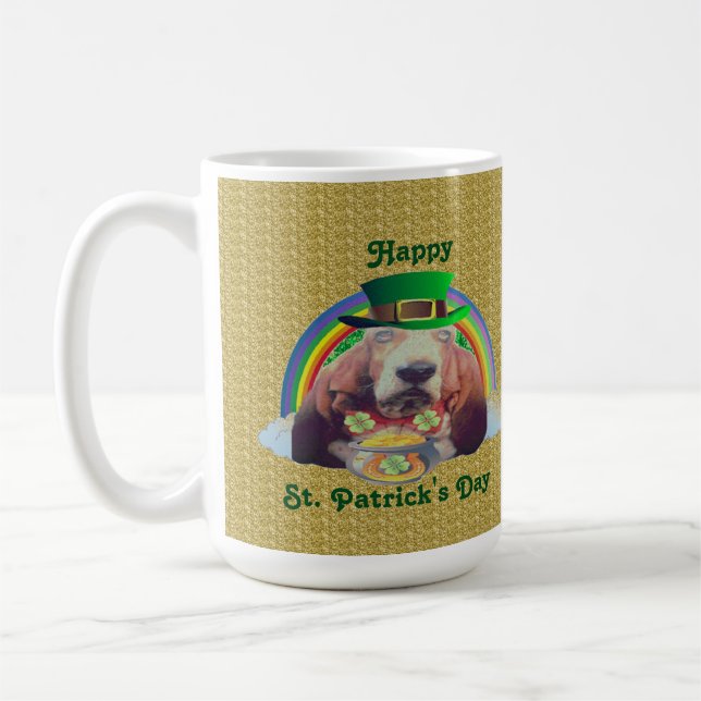 Mug Baby Basset Hound Happy St. Patrick's Day (Left)