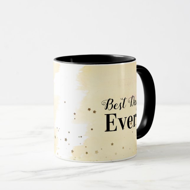 Mug-Best Day Ever with Stars in Beige-Yellow Mug (Front Right)