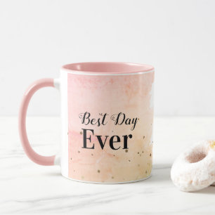 Mug-Best Day Ever with Stars in Pink N Peach Mug