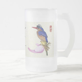 Mug_Bird_Kingfisher Frosted Glass Beer Mug