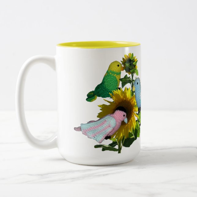 Mug - Birds on Sunflower Name over Flower (Left)