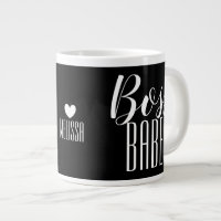 Mug Boss Babe Personalised Name Heart black