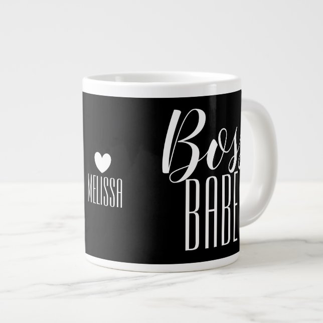 Mug Boss Babe Personalised Name Heart black (Front Right)