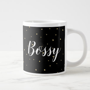 Mug - Bossy Gold Dots Confetti Black