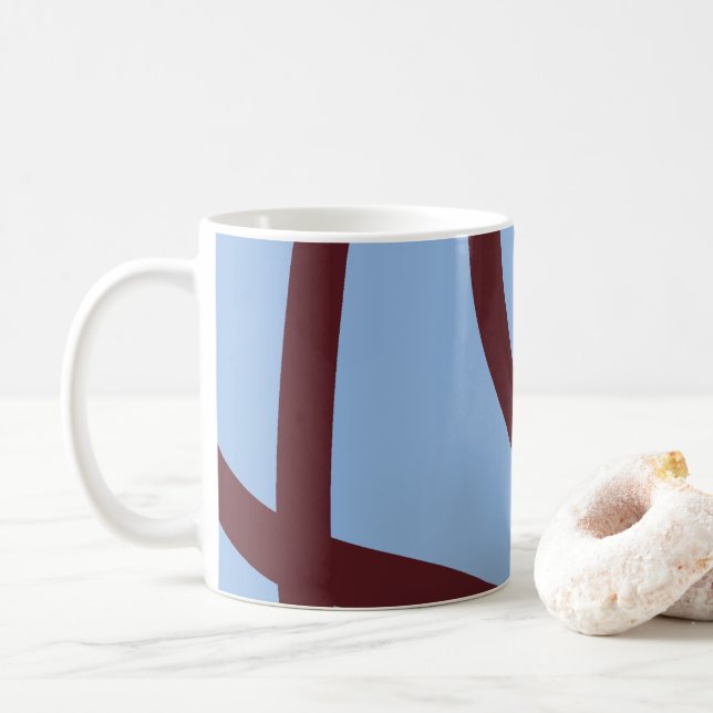 Mug - Burgundy Lines on Blue (With Donut)