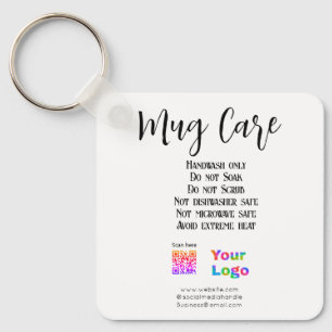Mug care instructions add business name logo detai key ring