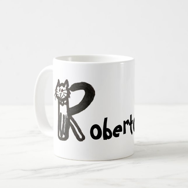 Mug - Cat Letter R with name (Front Left)