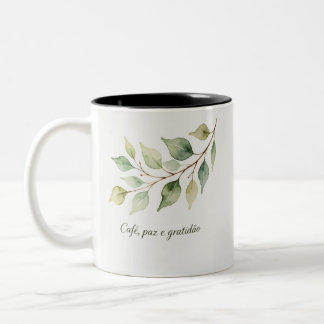 Mug Coffee Phrase peace Gratitude – Watercolor Lea
