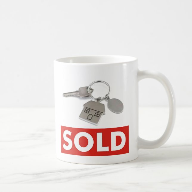 Mug Coffee Tea Cup Realtors Red White Sold Sign (Right)