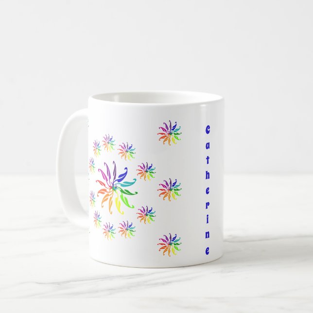 Mug - Colour Wheel Design with Name (Front Left)
