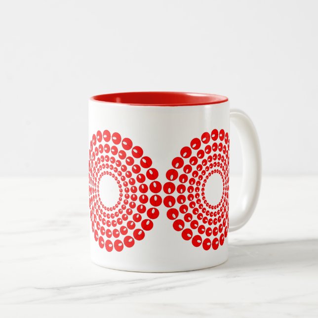 Mug - Concentric Circles in Red Beads (Front Right)
