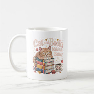 Mug Cosy Cat Reading Books Autumn Design