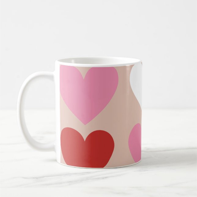 Mug created with colourful Hearts. (Left)