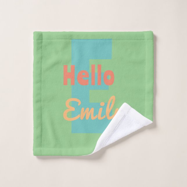 mug cup template pastel monogram modern mint Towel (Wash Cloth)