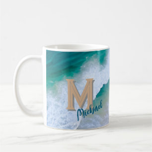 Mug cup wave surf design with monogram gift 