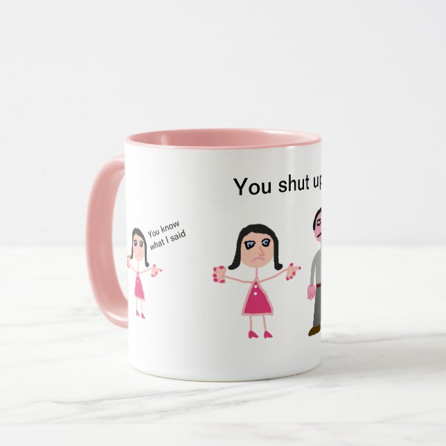 Mug Custom humour pink white (Front Left)