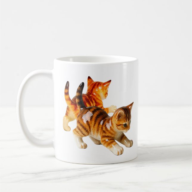 Mug decorated kittens playing. (Left)