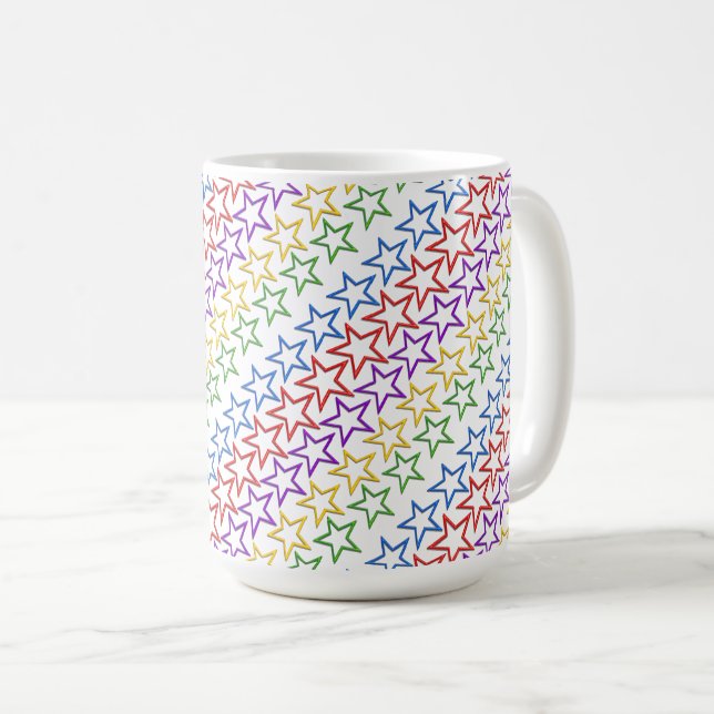 Mug - Diagonal Bands of Coloured Stars (Front Right)