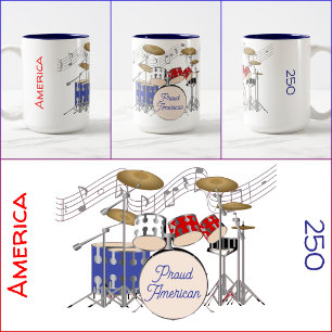 MUG - Drum Kit - Red - White - Blue - America 250