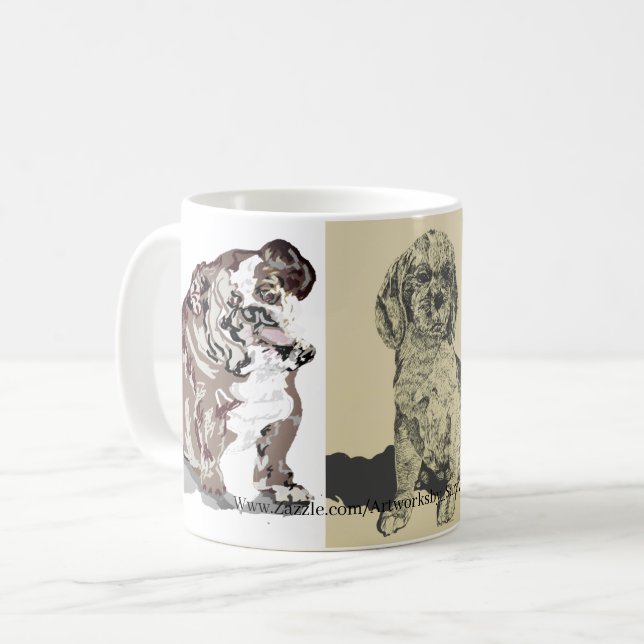 Mug  : English Bull Dog, Cocker Spaniel & Beagle (Front Left)