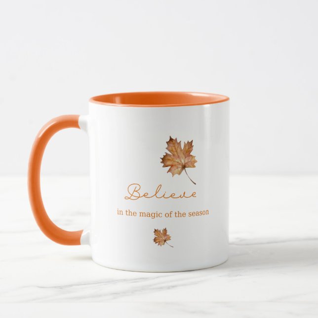 Mug Fall leaves magic with customise text messages (Left)