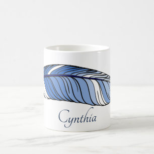 Mug - Feather and Name in Blues