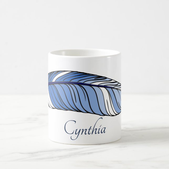 Mug - Feather and Name in Blues (Center)