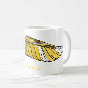 Mug - Feather and Name in Yellows