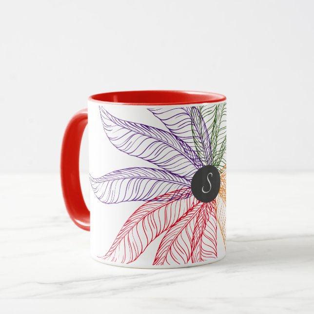 Mug - Feathers with Monogram (Front Left)