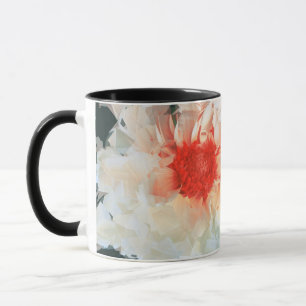 Mug Flowers White Black Cubist
