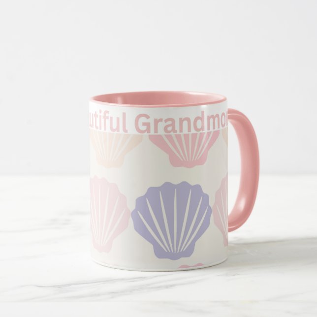 Mug for Grandmother, Pink Handle Ceramic Mug, Gran (Front Right)