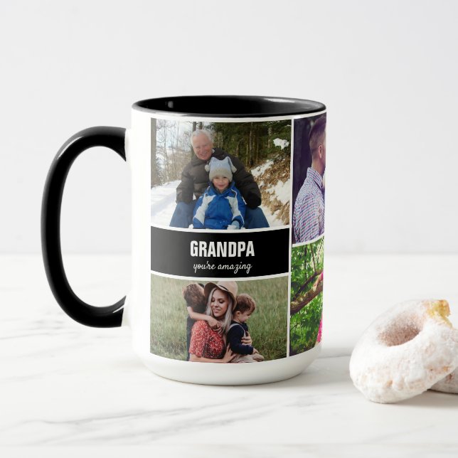 Mug for Grandpa family Photo Collage Personalised (With Donut)