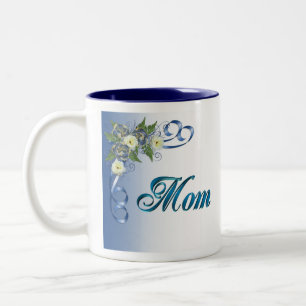 Mug for MOM Blue floral corner