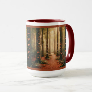 Mug - forest scene with hearts