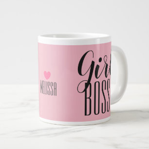 Mug Girl Boss Personalised Name Heart Pink