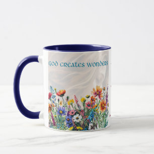 Mug "God Creates Wonders" Floral mug with a story