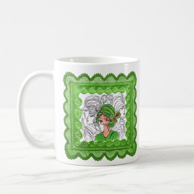 Mug Green Flapper GIrl (Left)