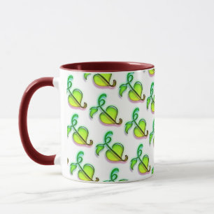 Mug - Green Leaves with Red Highlights
