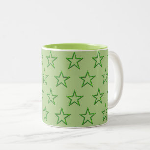 Mug - Green Stars on Pale Green