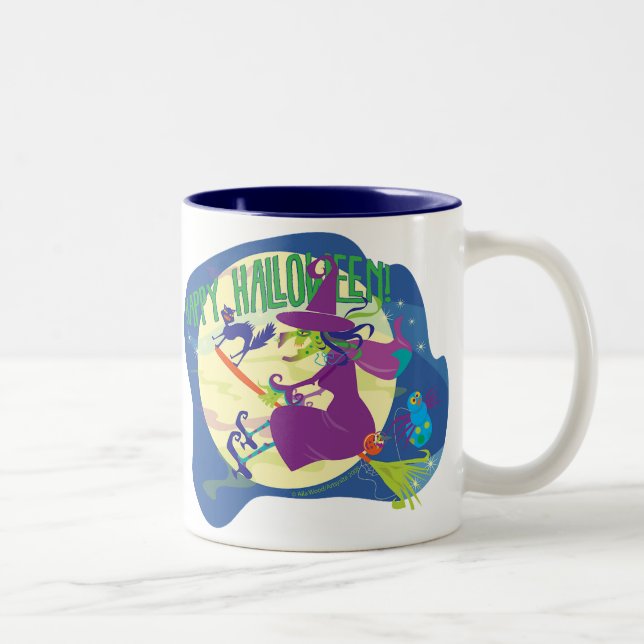 MUG Happy Halloween Witch with Cat and Spiders (Right)