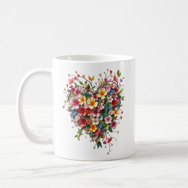 Mug Heart and flowers, Valetine's (Left)