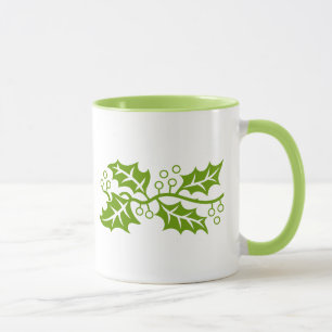 Mug - Holly leaves in green