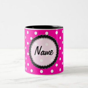 Mug Hot Pink and Black Polka Dot