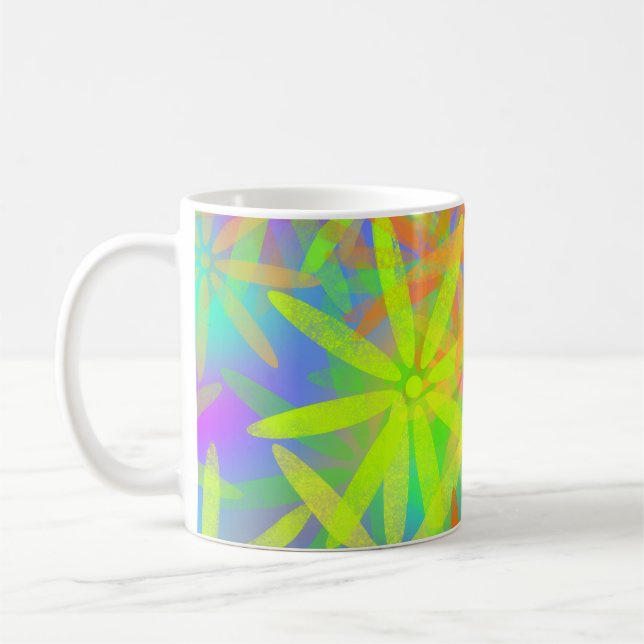Mug in bright green floral pattern  (Left)