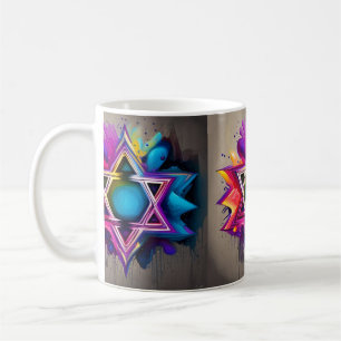 Mug Jewish Star Abstract Multicolor Decor Living