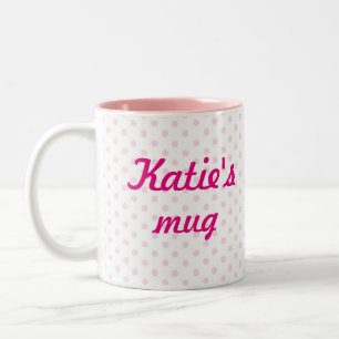 ♥ MUG ♥ KATIE white pink polka dots girly gift