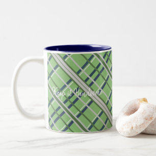 Mug Keep it Handsome Green Blue Plaid